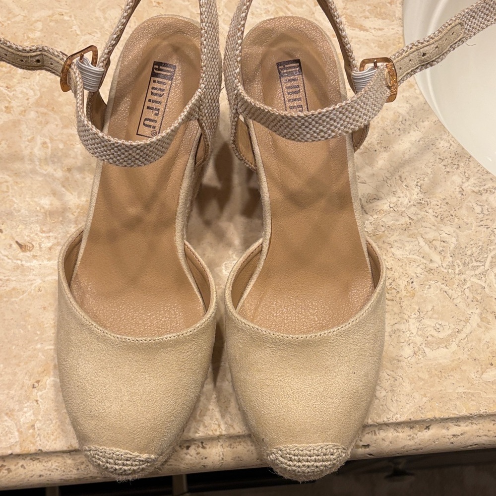 Beige Espadrille Wedges - never used
